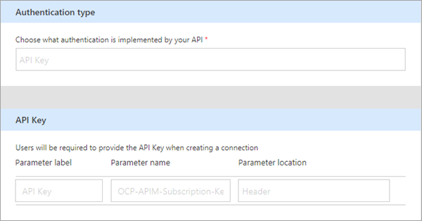 Parámetros de la clave de API.