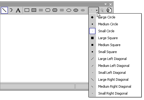 Captura de pantalla que muestra el selector con forma de dibujo de la barra de herramientas del Editor de imágenes