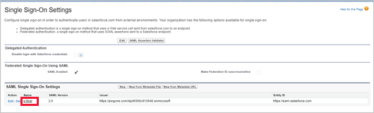 Seleccione Configuración de SSO de Salesforce.