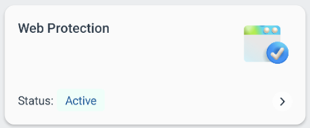Captura de pantalla de un icono que muestra si la protección web está habilitada en un dispositivo.