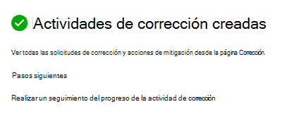 Confirmación de creación de tareas de corrección.