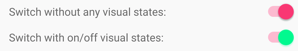 Captura de pantalla de VisualState con el conmutador activado.
