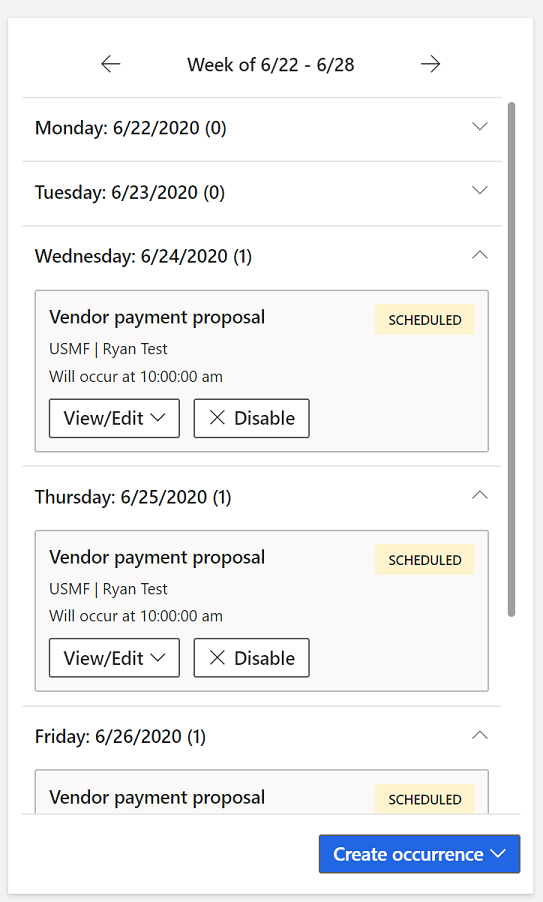 Calendario de automatización de procesos.