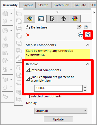 Configuración de componentes pequeños