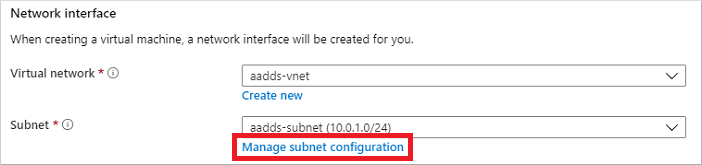 Elija gestionar la configuración de la subred