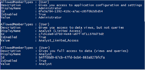 Se muestran los roles disponibles para un usuario con el rol de Workplace Analytics