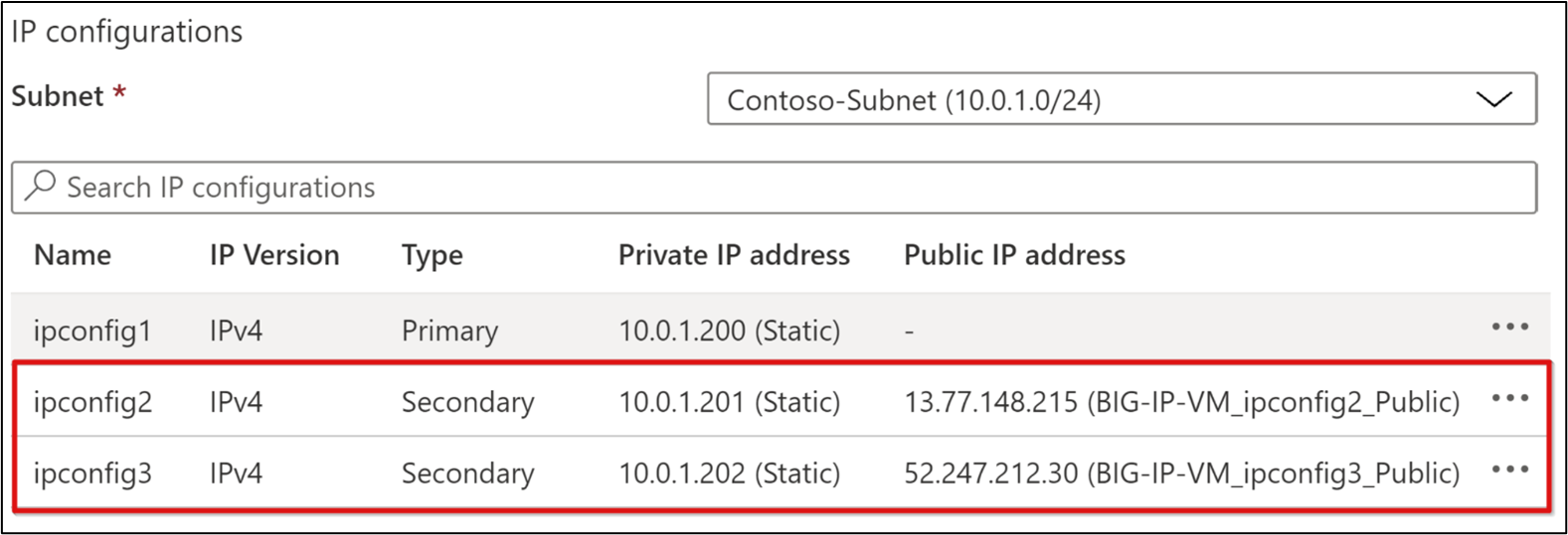 Captura de pantalla de las configuraciones de IP.