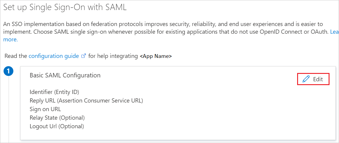 Edit Basic SAML Configuration