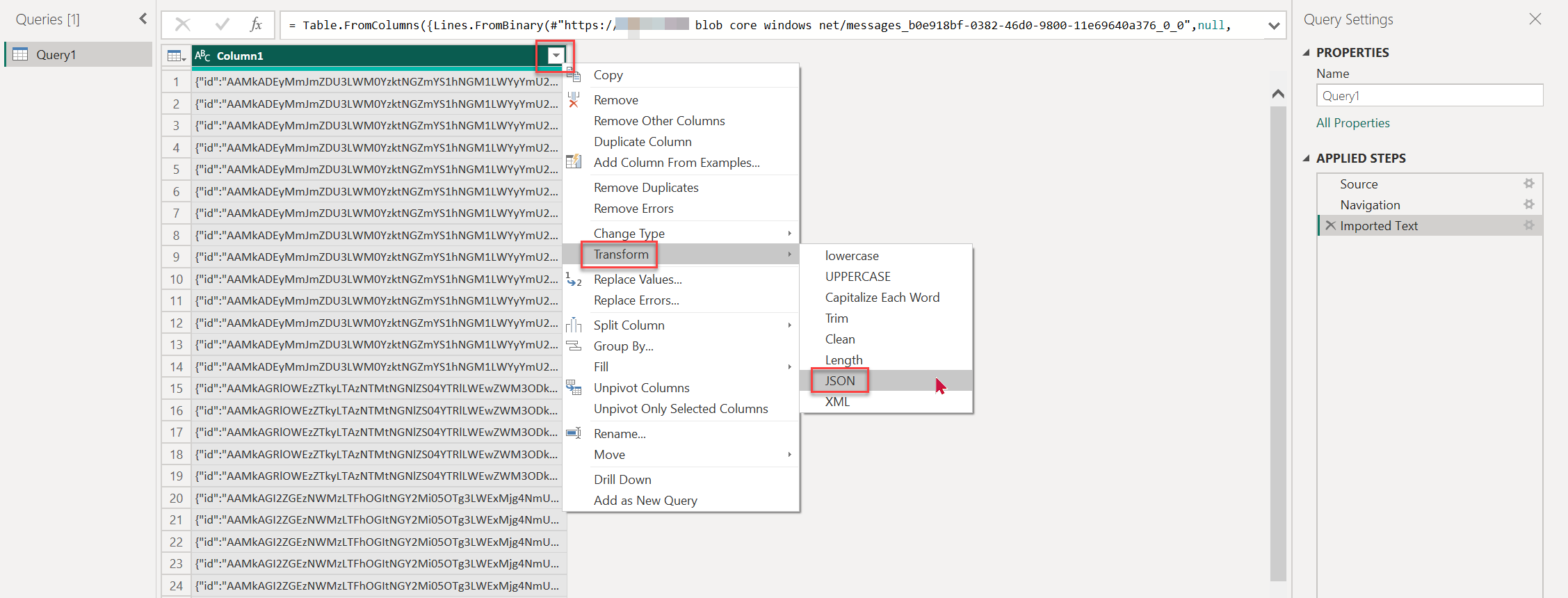 Captura de pantalla que muestra cómo expandir las columnas de datos en Power BI.