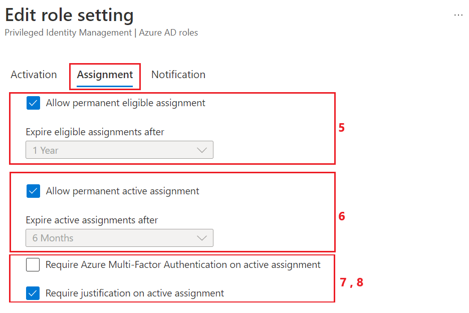 Configuración de asignación de roles de PIM en el Centro de administración Microsoft Entra.