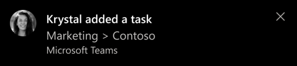 Captura de pantalla que muestra las notificaciones de fuente de actividad en un equipo de escritorio de Windows Teams.