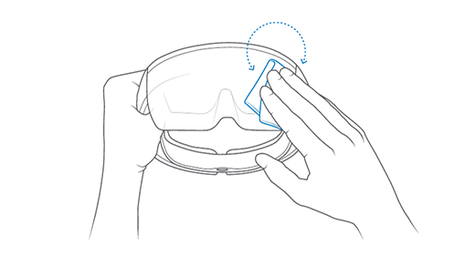 Imagen que muestra cómo limpiar el visor.