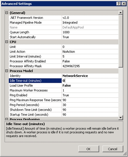 Captura de pantalla que muestra la configuración avanzada