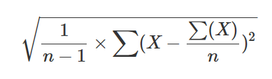 Imagen que muestra una fórmula de ejemplo stdev.