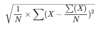 Imagen que muestra una fórmula de ejemplo stdev.