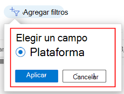 Captura de pantalla que muestra la lista filtrada de filtros por plataforma en Microsoft Intune.