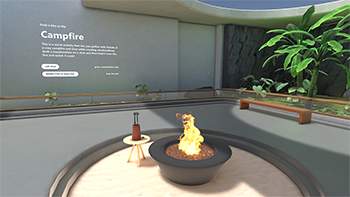 Captura de pantalla de la actividad Campfire en la muestra pavilion.