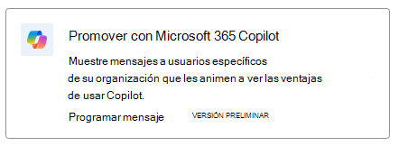 Recorte de pantalla que muestra la tarjeta de recomendación para la adopción de Microsoft 365 Copilot.