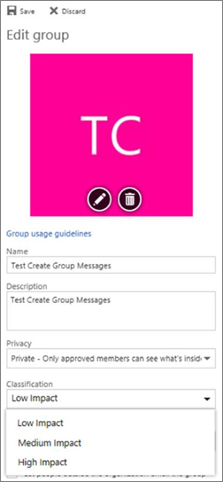 Elija Clasificación de grupo de Microsoft 365.