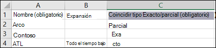 Excluir temas en la plantilla CSV.