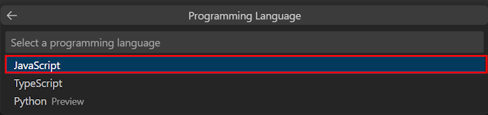 Captura de pantalla que muestra el lenguaje de programación en Visual Studio Code.