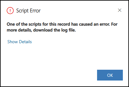 Diálogo de error de script.