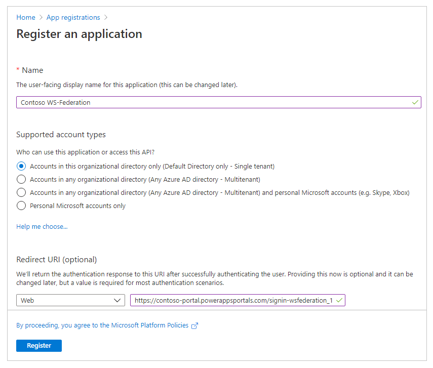 Registrar aplicación.