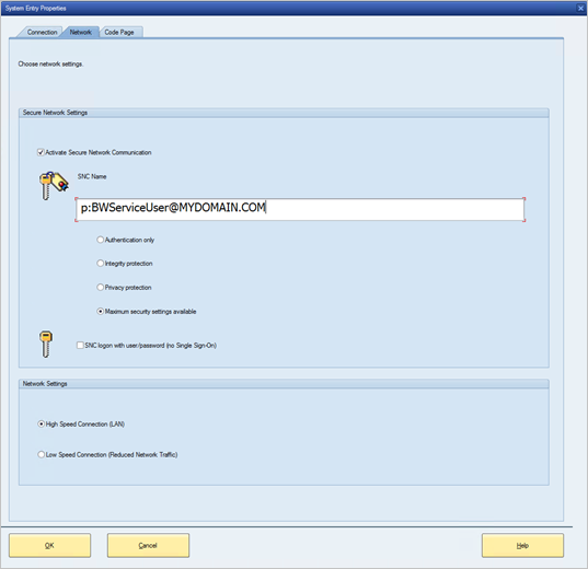 Pantalla System Entry Properties (Propiedades de la entrada del sistema)