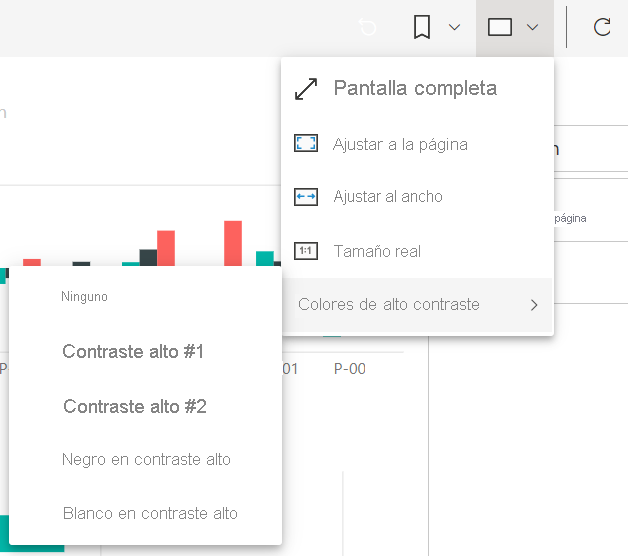 Captura de pantalla que muestra la configuración de ventanas de contraste alto