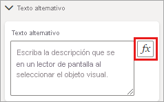 Captura de pantalla del panel de texto alternativo, donde se resalta el icono de formato condicional.