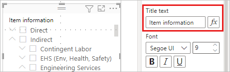 Captura de pantalla del título nuevo para la segmentación de jerarquía en Power BI Desktop.