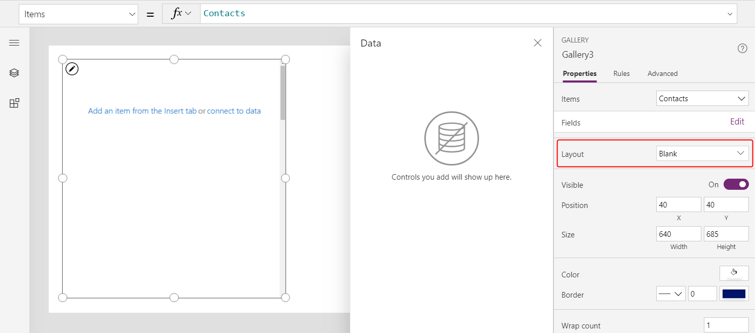 Abra el selector de diseño desde el panel de propiedades.