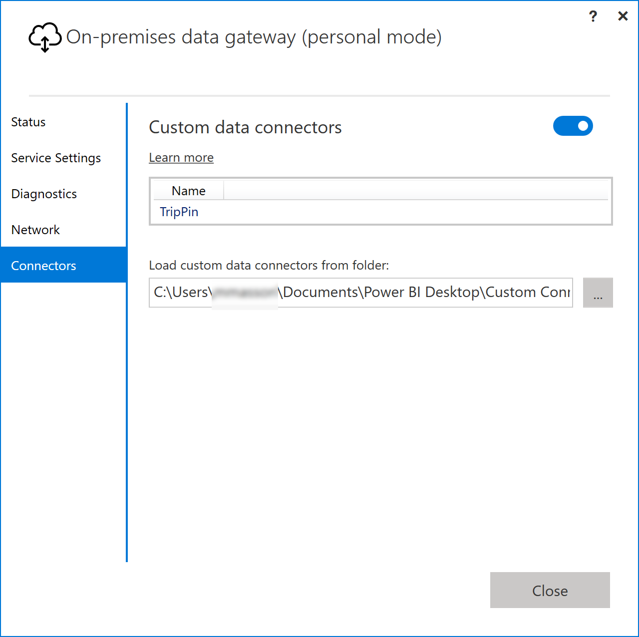 Configuración del conector de puerta de enlace.