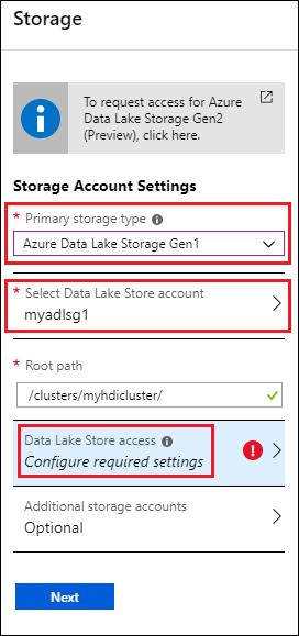 Configuración de la cuenta de almacenamiento de HDInsight