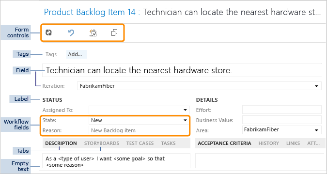 Work item type form controls 