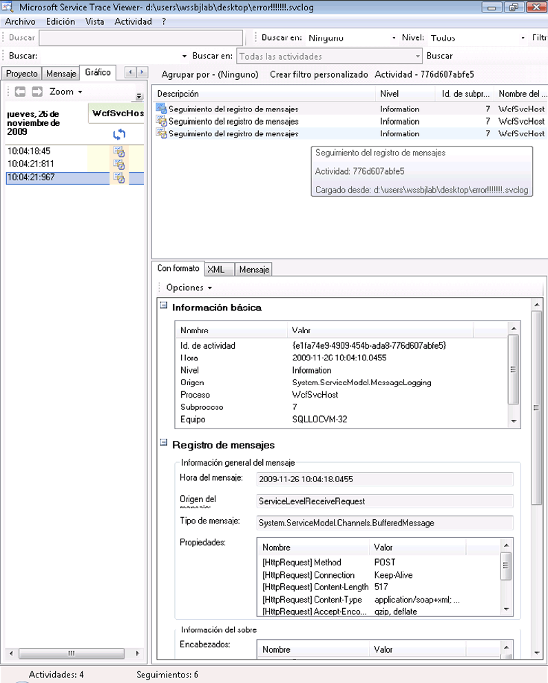 Utilización del visor de seguimiento