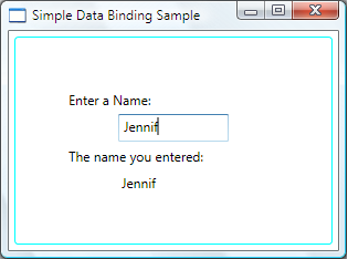 Captura de pantalla de ejemplo de enlace de datos simple