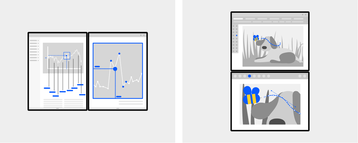 an example of companion pane UI with charts or editing