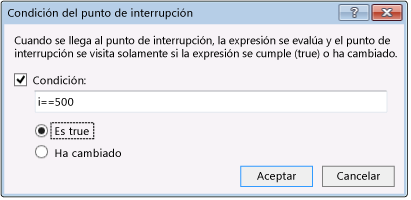 Breakpoint Condition dialog box