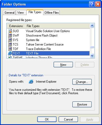 Folder Options Dialog