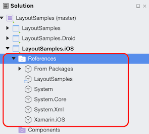 References folder in the Solution Window