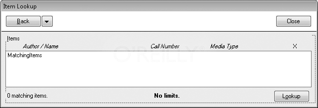 The panel of matching items, with column headings