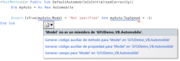 Menú contextual Generar propiedad en Visual Basic