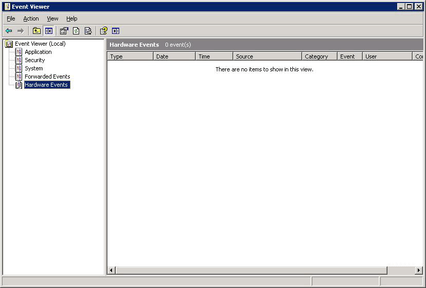 Event Viewer - Hardware Events empty