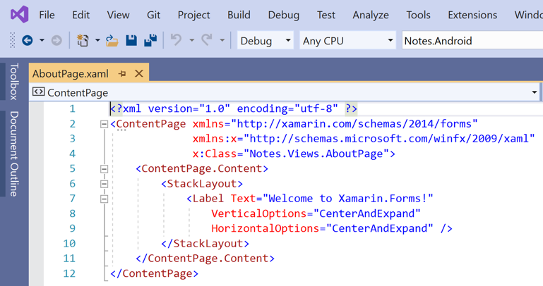 Abrir AboutPage.xaml