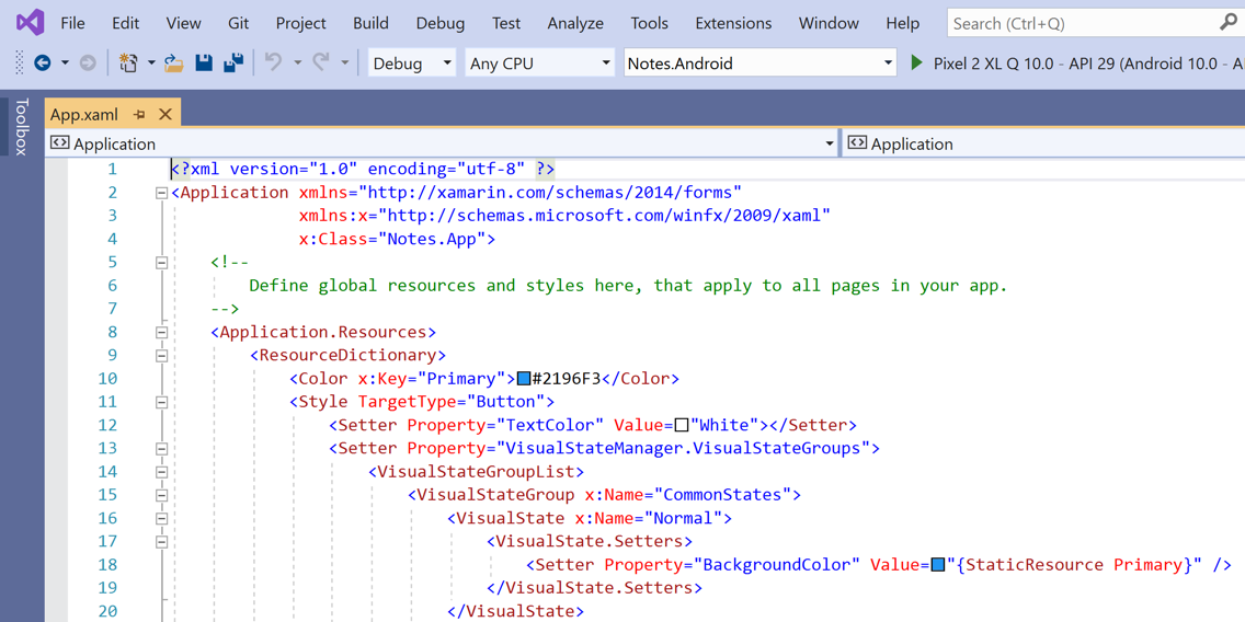 Abrir App.xaml