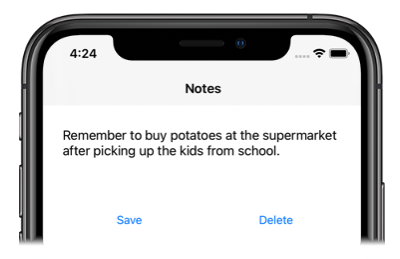 Notes en el simulador de iOS