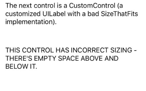 CustomControl de iOS con la implementación de Bad SizeThatFits