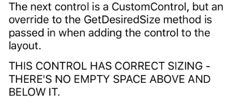 CustomControl de iOS con la invalidación de GetDesiredSize