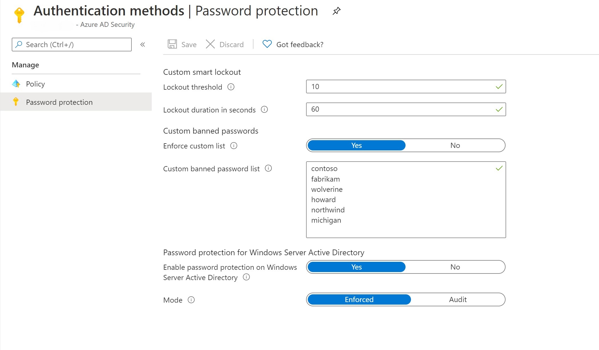 Captura de pantalla de cómo habilitar la protección con contraseña.